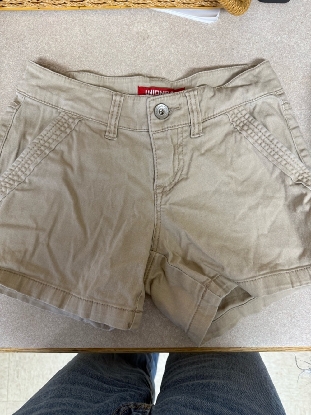 UNIONBAY Women's Khaki High-Waist Cotton Blend Shorts
